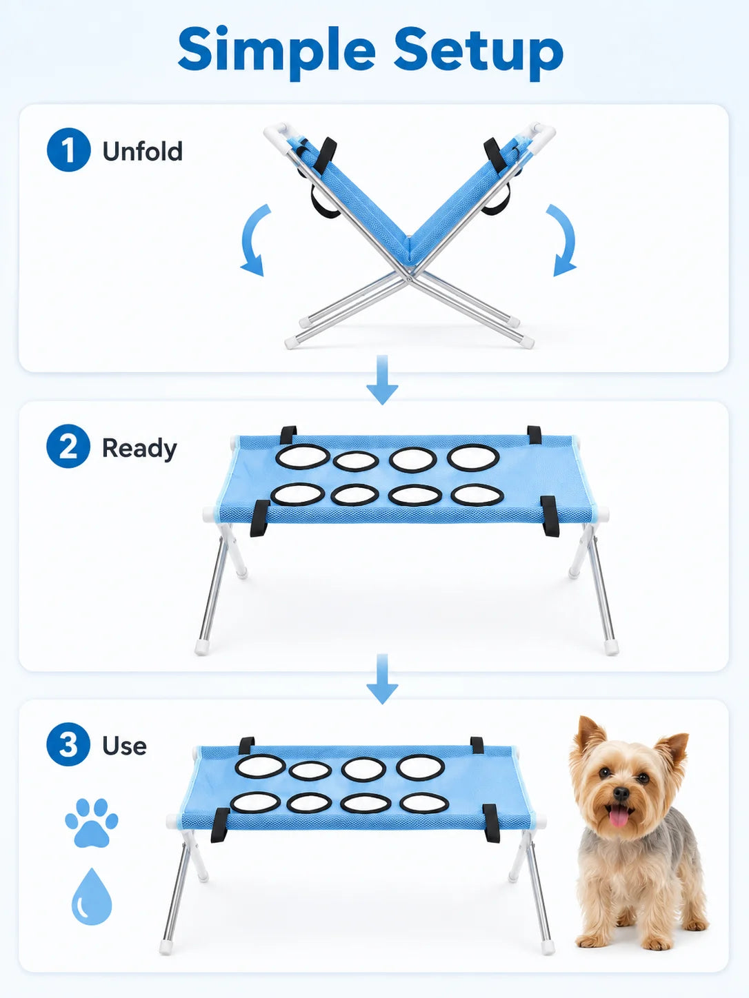 Foldable Pet Bathing Hammock – Dog & Cat Grooming & Drying Stand for Small Pets