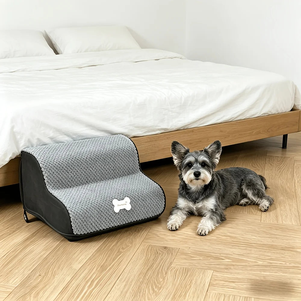 Foldable 2-Step Pet Stairs – Non-Slip Dog & Cat Steps for Couch, Bed & Sofa