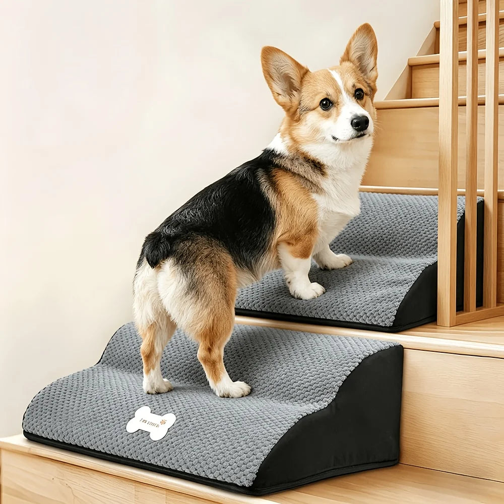 Foldable 2-Step Pet Stairs – Non-Slip Dog & Cat Steps for Couch, Bed & Sofa