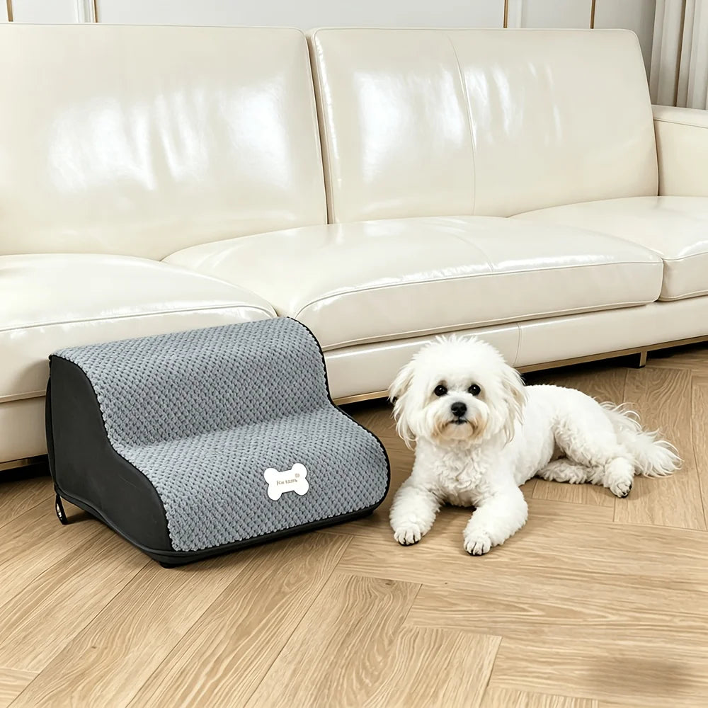Foldable 2-Step Pet Stairs – Non-Slip Dog & Cat Steps for Couch, Bed & Sofa