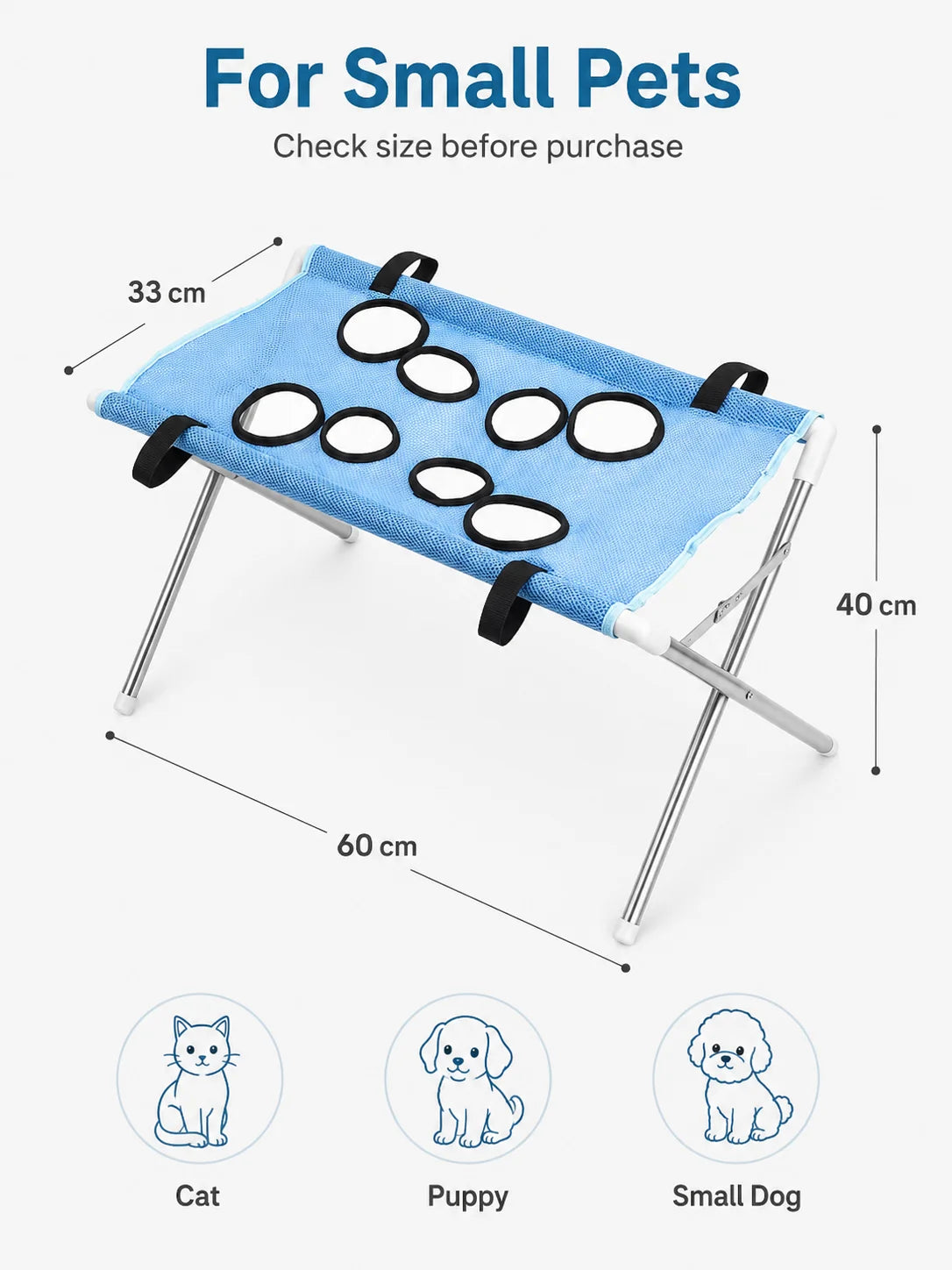 Foldable Pet Bathing Hammock – Dog & Cat Grooming & Drying Stand for Small Pets
