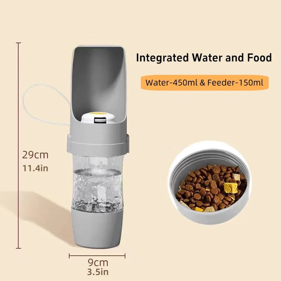 2-in-1 Pet Water Bottle & Food Container for Travel