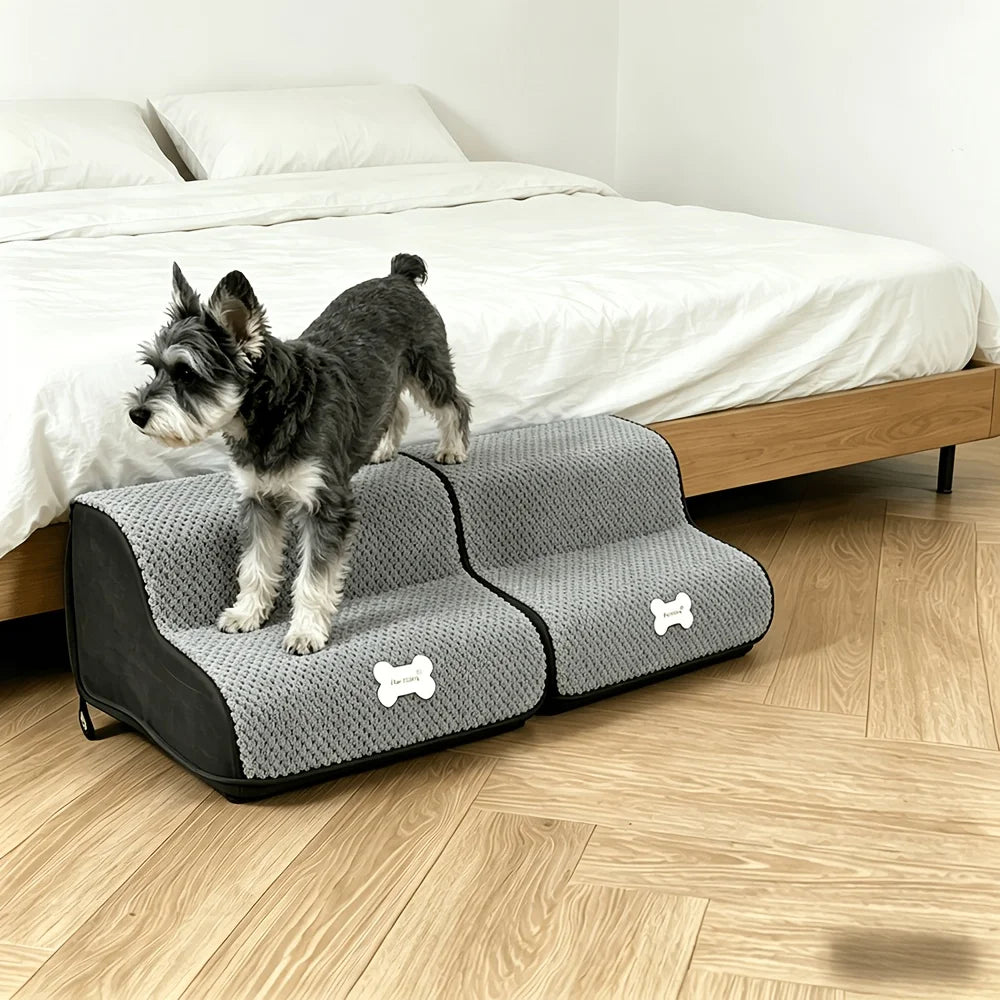Foldable 2-Step Pet Stairs – Non-Slip Dog & Cat Steps for Couch, Bed & Sofa