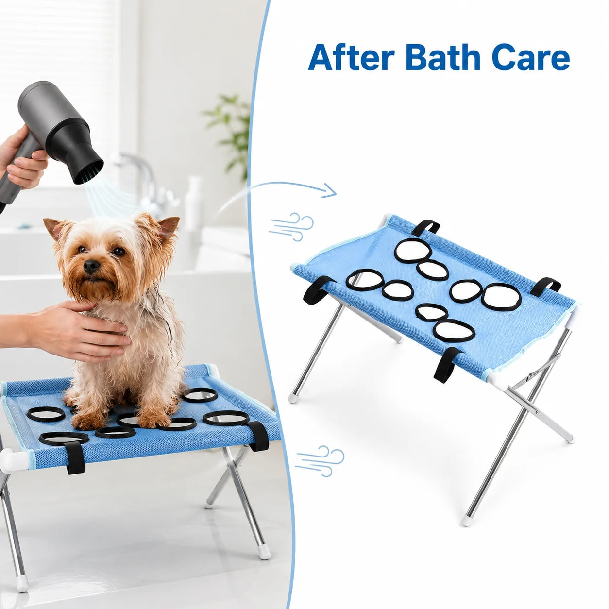 Foldable Pet Bathing Hammock – Dog & Cat Grooming & Drying Stand for Small Pets