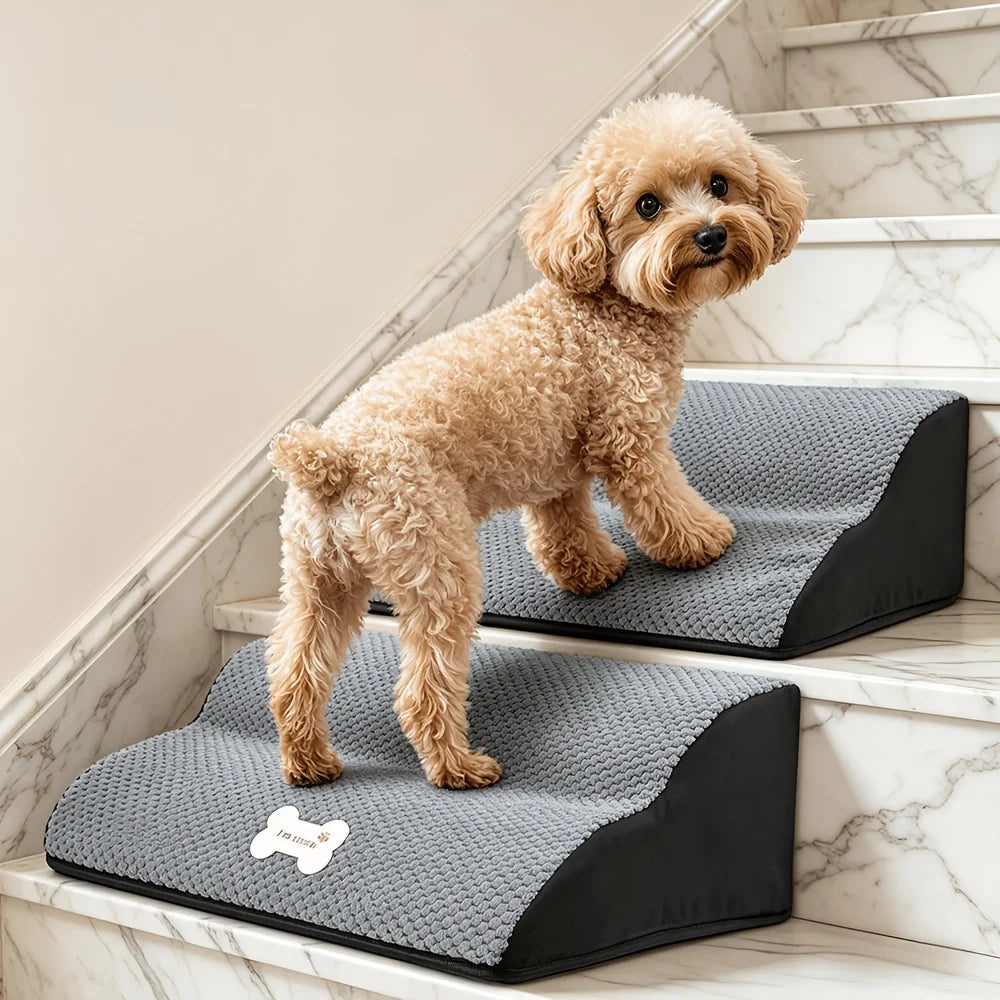 Foldable 2-Step Pet Stairs – Non-Slip Dog & Cat Steps for Couch, Bed & Sofa