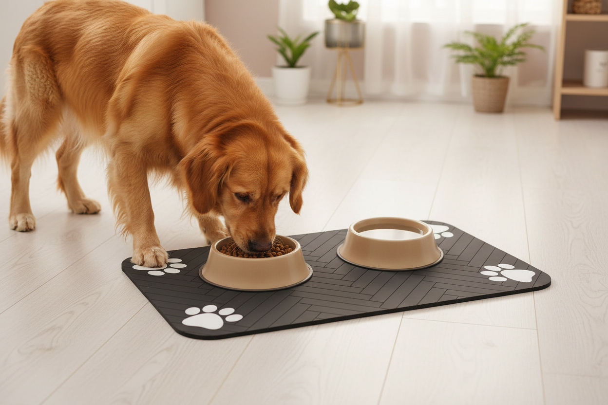 Absorbent Pet Feeding Mat Lifestyle Hero